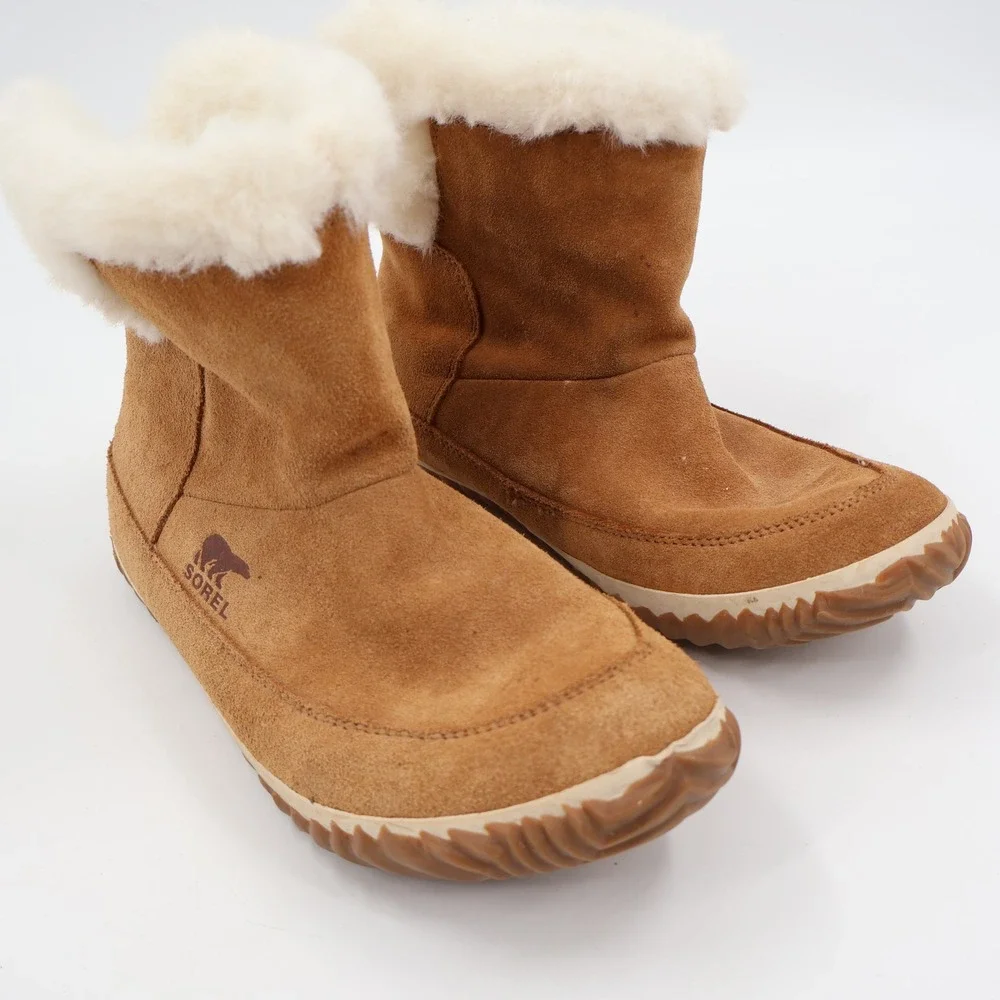 Sorel Out N About Plus Boot Women 10 Brown Suede Faux Fur Insulated‎ NL3073-286